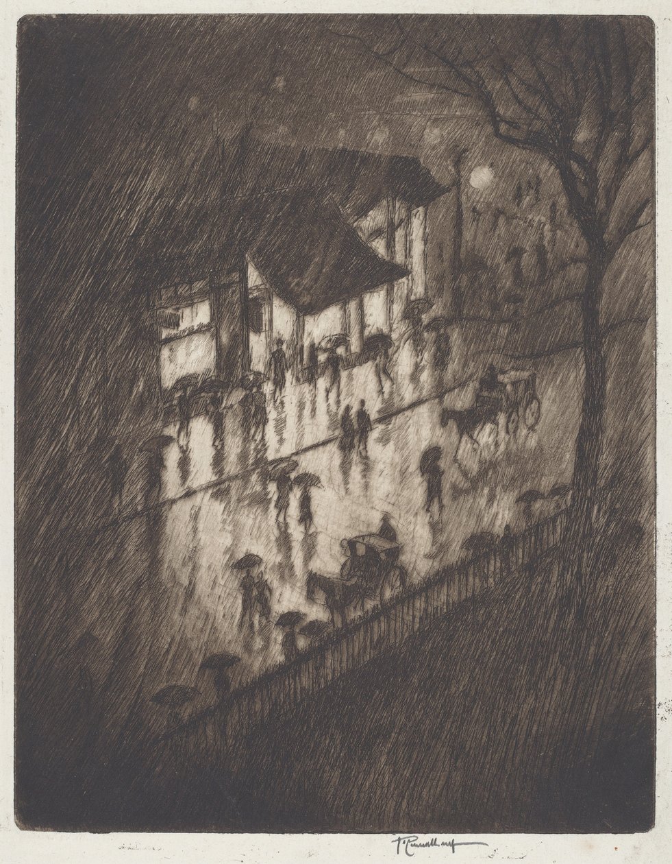 Noite chuvosa, Charing Cross Shops de Joseph Pennell