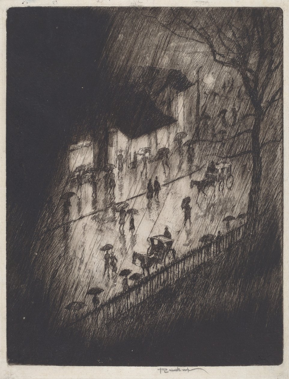 Noite chuvosa, Charing Cross Shops de Joseph Pennell
