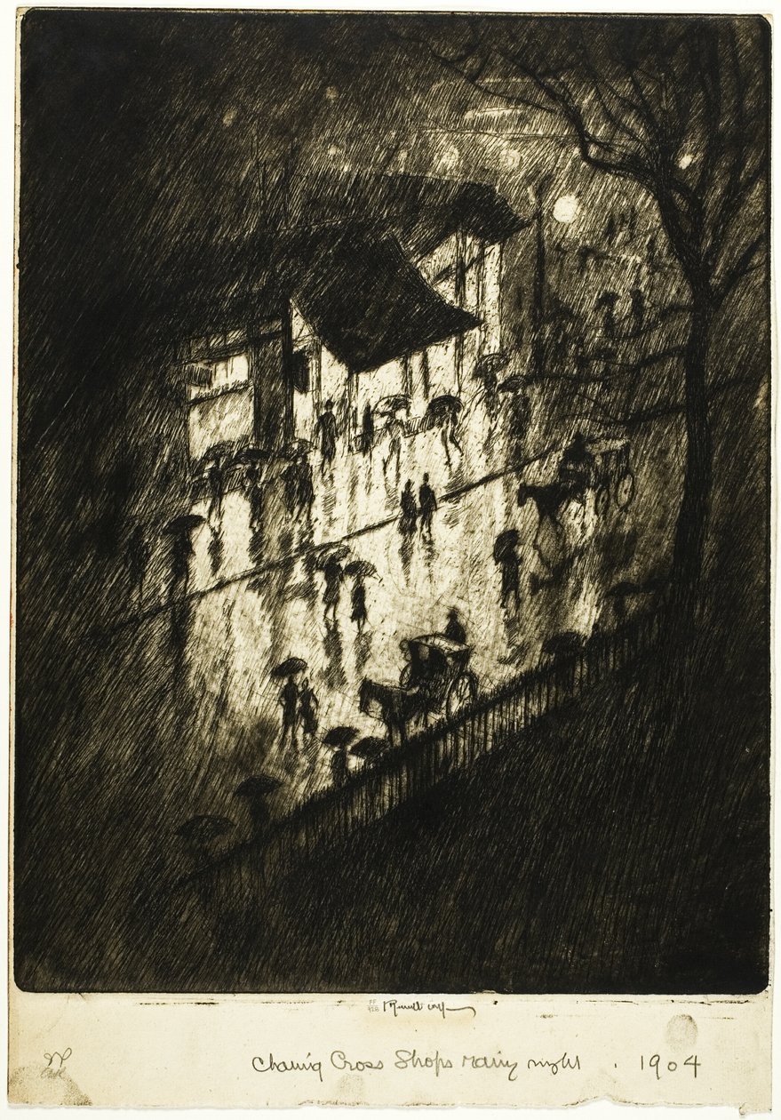 Noite chuvosa, Charing Cross Shops de Joseph Pennell