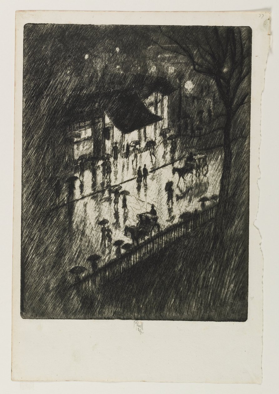 Noite chuvosa, Charing Cross Shops, 1903 de Joseph Pennell