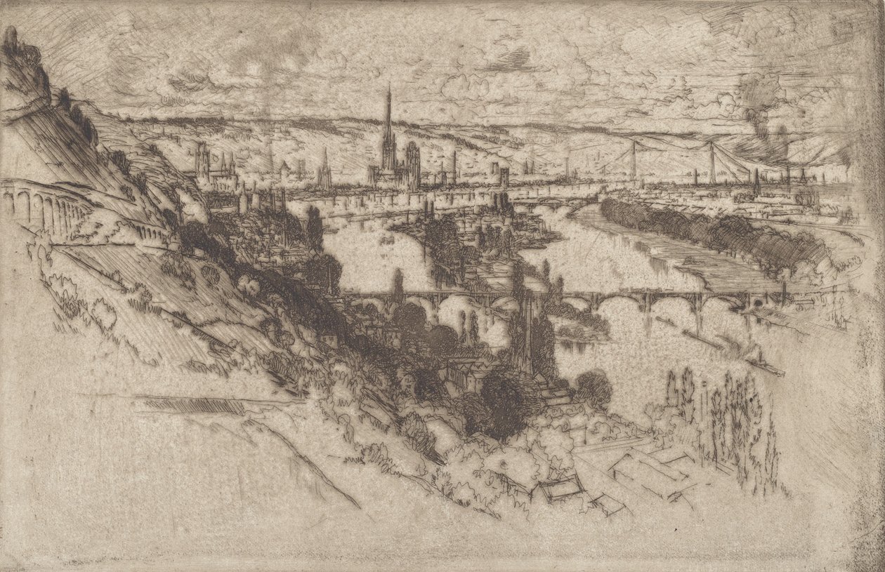 Rouen, de Bon Secours, 1907. de Joseph Pennell