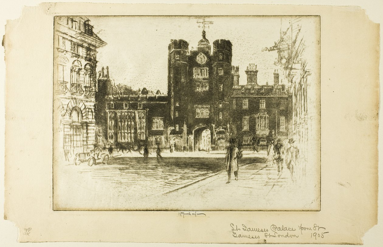 Palácio de São Tiago, a partir da Rua de São Tiago de Joseph Pennell