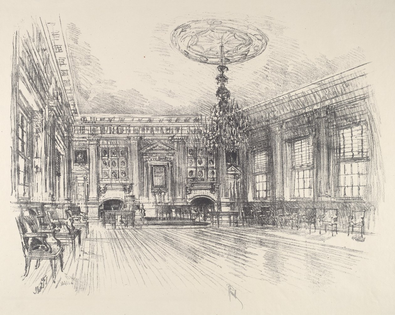 Sala dos signatários, Salão da Independência de Joseph Pennell