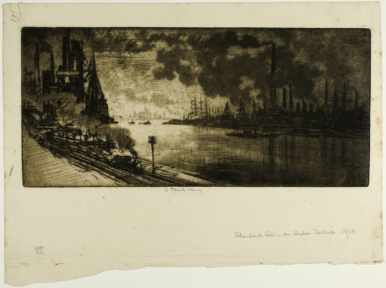 Petróleo padrão, Staten Island de Joseph Pennell
