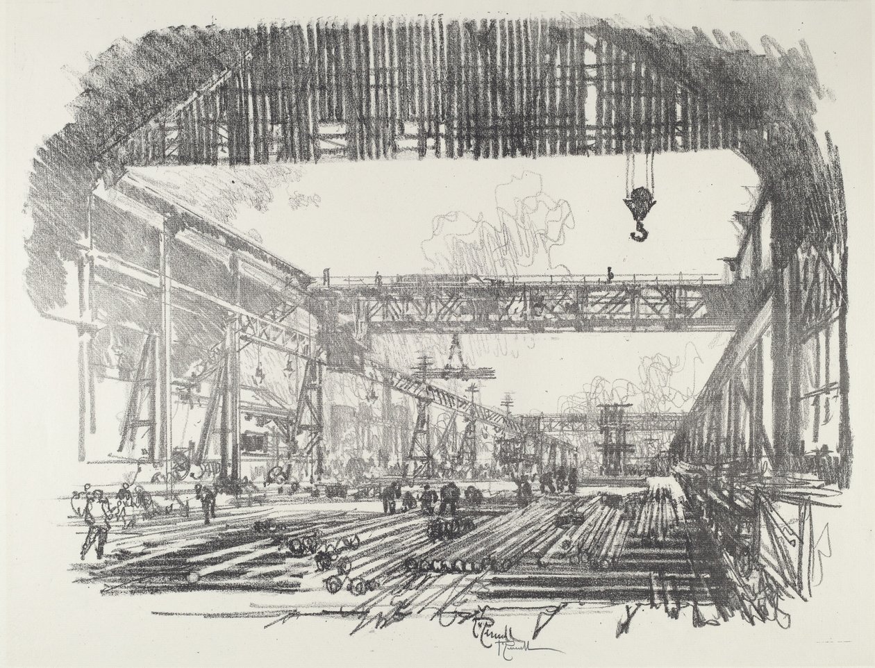 Barras de aço para conchas, 1916. de Joseph Pennell