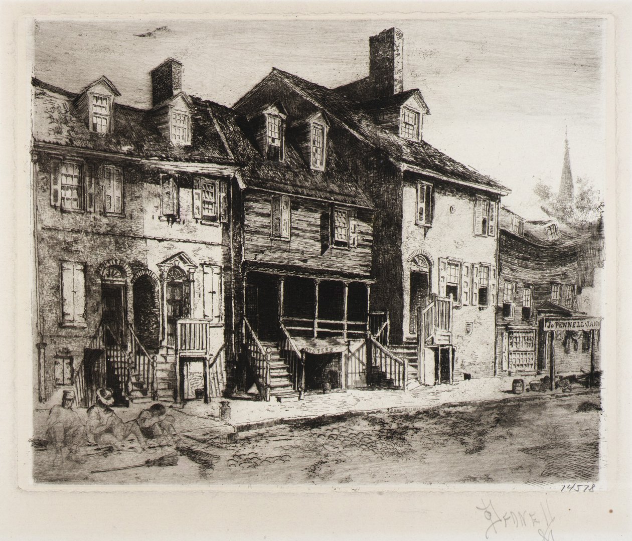 Varredores de rua, casas antigas de Joseph Pennell