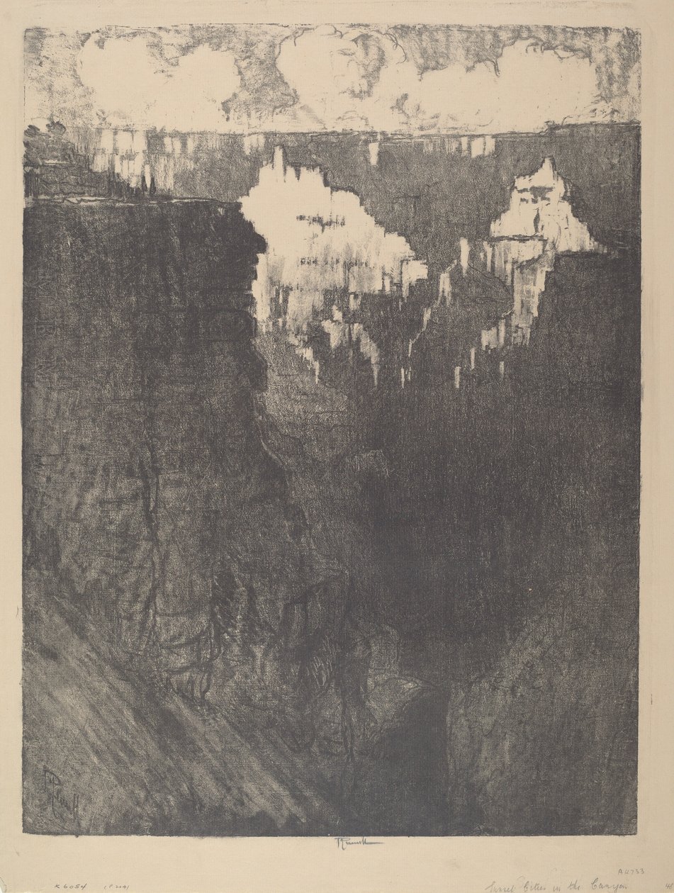 Cidades do pôr do sol no Canyon de Joseph Pennell
