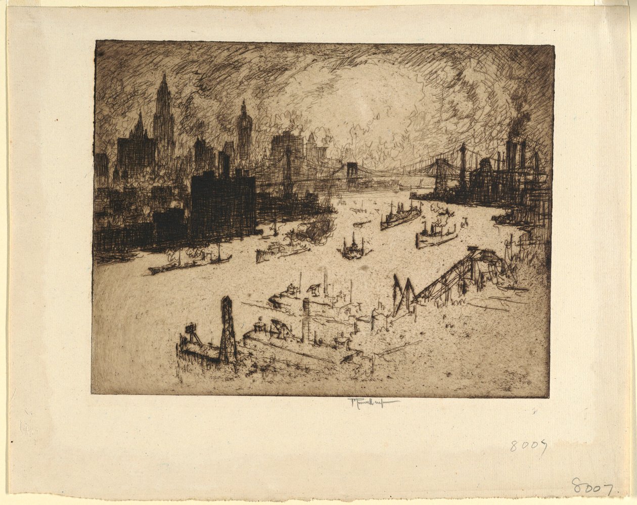 Pôr do sol da ponte de Williamsburg de Joseph Pennell