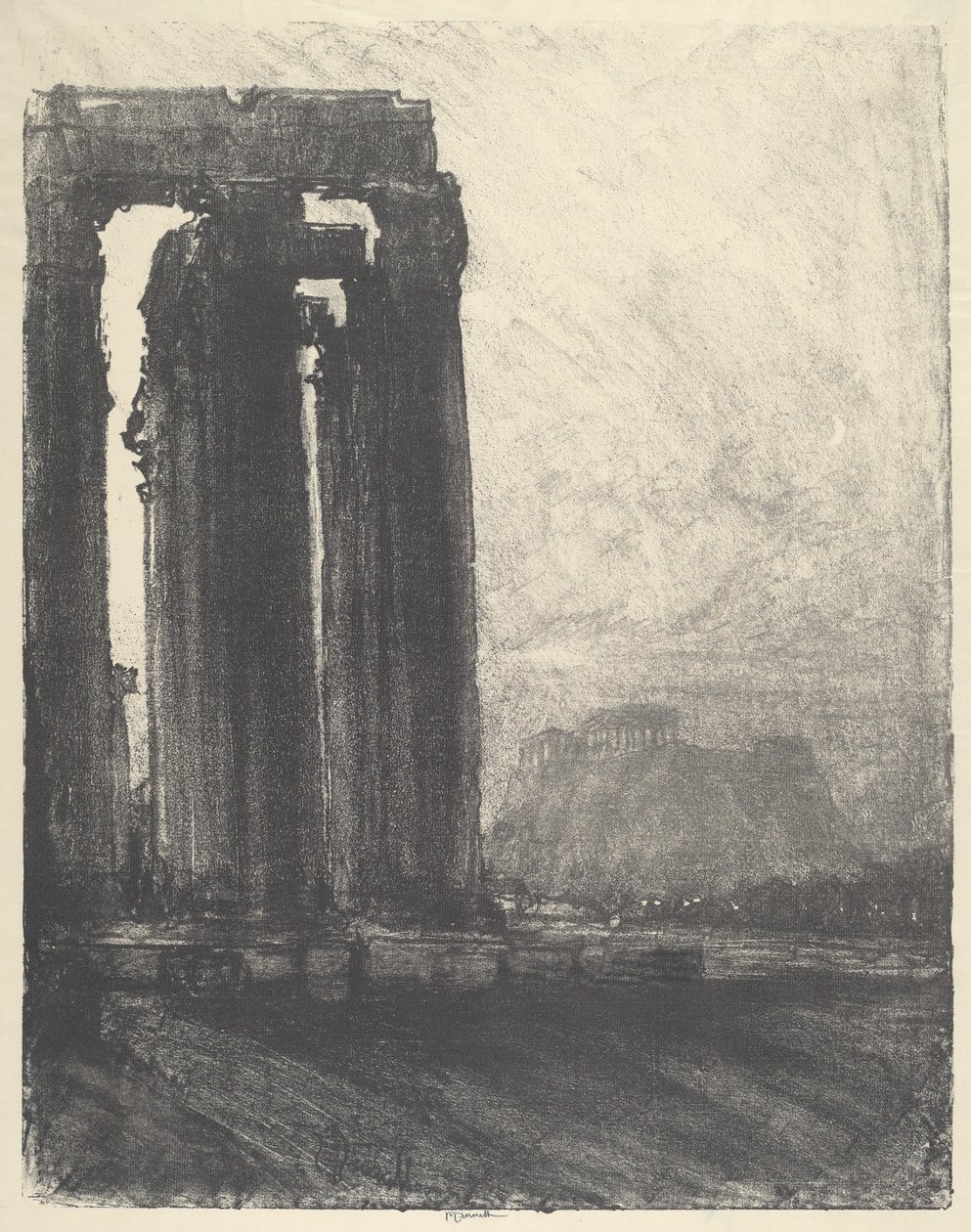 Templo de Júpiter, noite, 1913. de Joseph Pennell