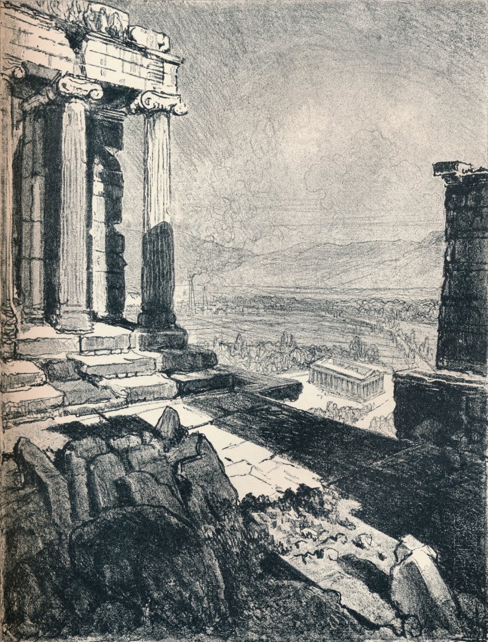 Templo de Teseu da Acrópole, c1913 de Joseph Pennell