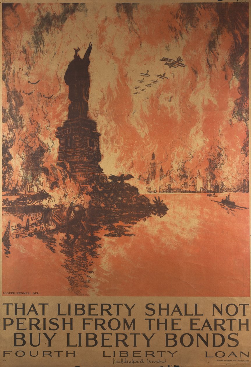 Que a liberdade não pereça da terra, compre Liberty Bonds, pôster da Primeira Guerra Mundial de Joseph Pennell