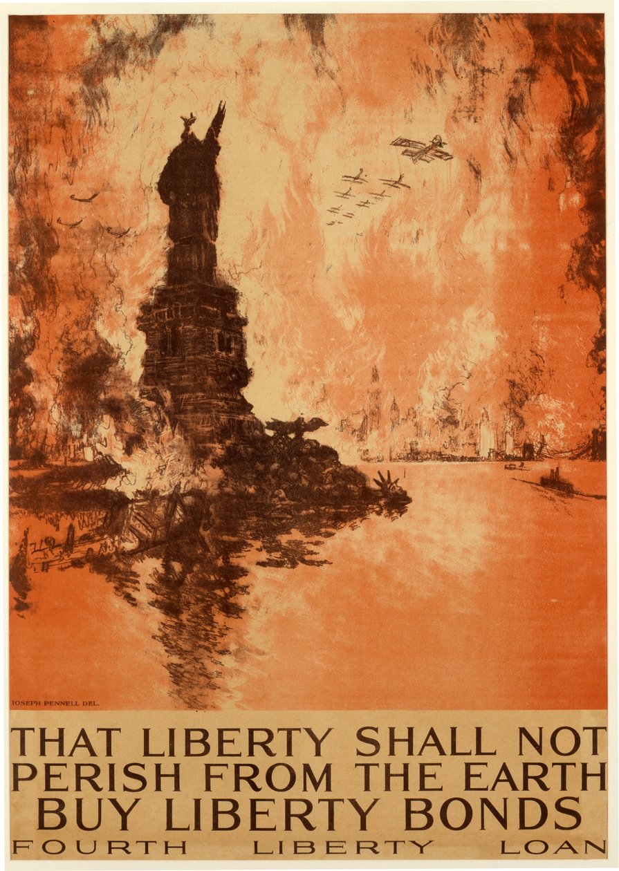 Para que a liberdade não desapareça da Terra, compre obrigações da Liberdade de Joseph Pennell