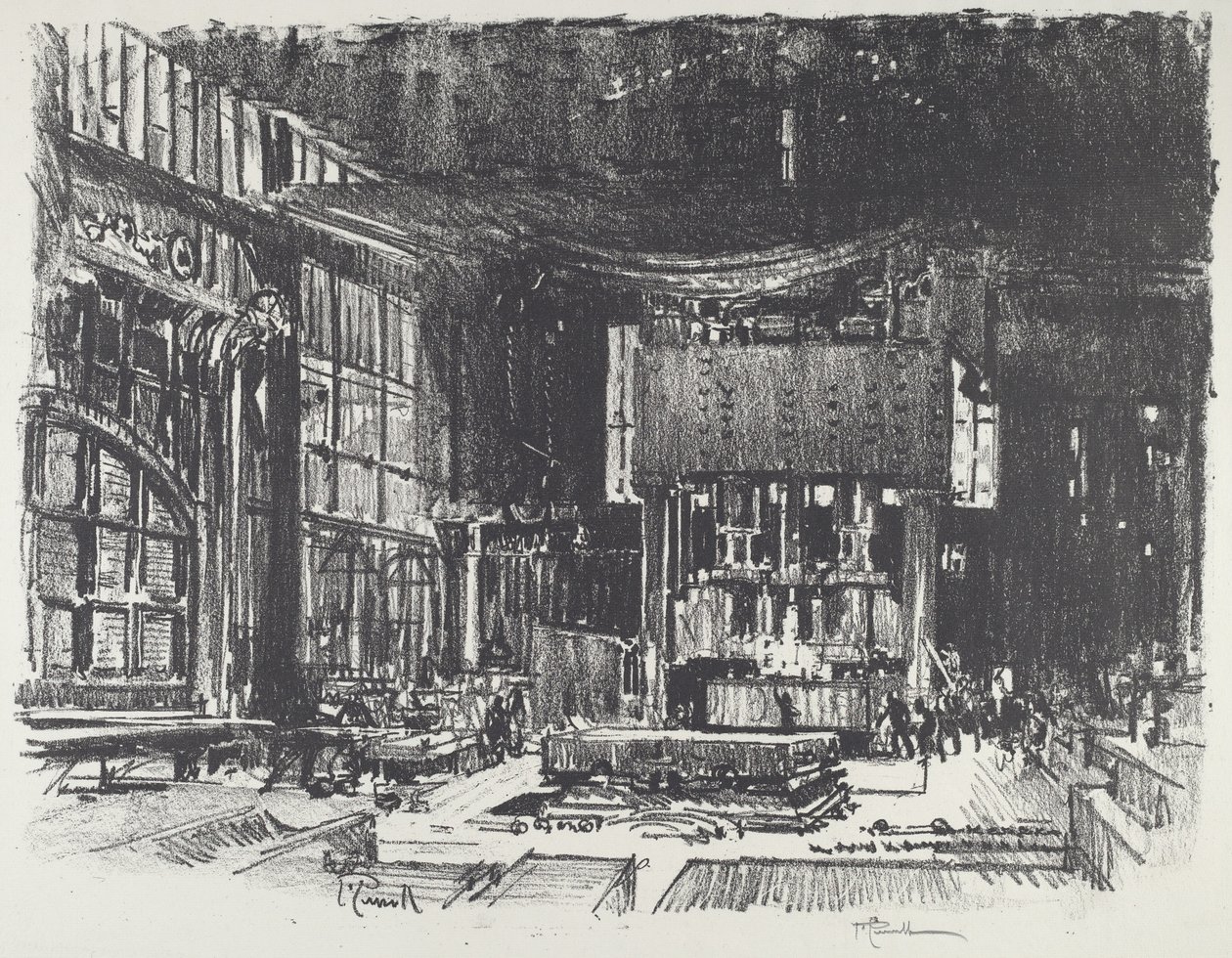 Os Acolytes Preparando o Altar do Deus da Guerra, 1916. de Joseph Pennell