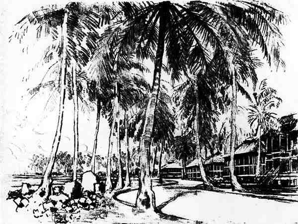 O bairro americano, prato I do Canal do Panamá por Joseph Pennell, 1912 (carvão sobre papel) de Joseph Pennell