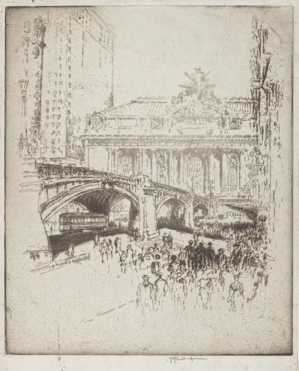A aproximação à Grand Central, Nova York de Joseph Pennell