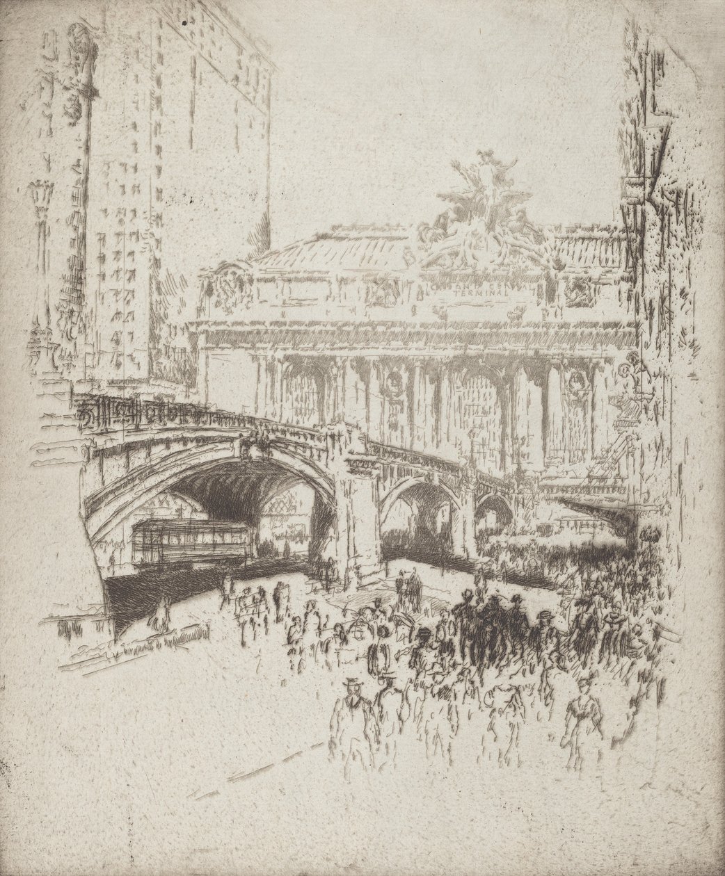 The Approach to the Grand Central, New York, 1919. de Joseph Pennell