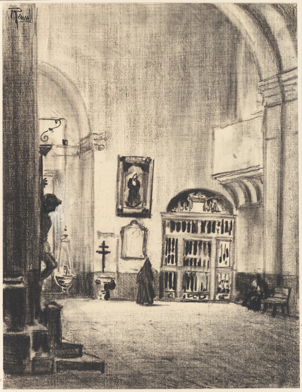 A Pia Batismal de Cervantes, Santa Maria la Mayor, Alcalá de Joseph Pennell