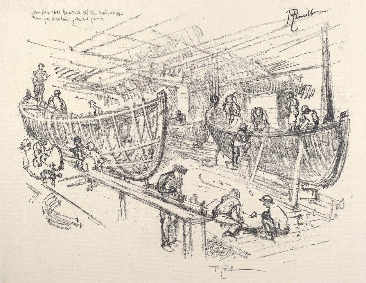 Os construtores de barcos, 1917. de Joseph Pennell
