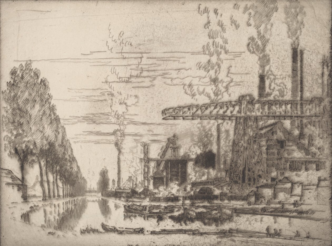 O Canal de Bruxelas, Um Hobbema Moderno, 1910. de Joseph Pennell