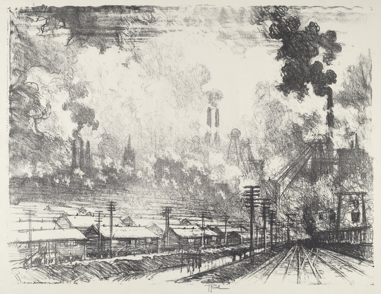 A Mina de Carvão, 1916. de Joseph Pennell
