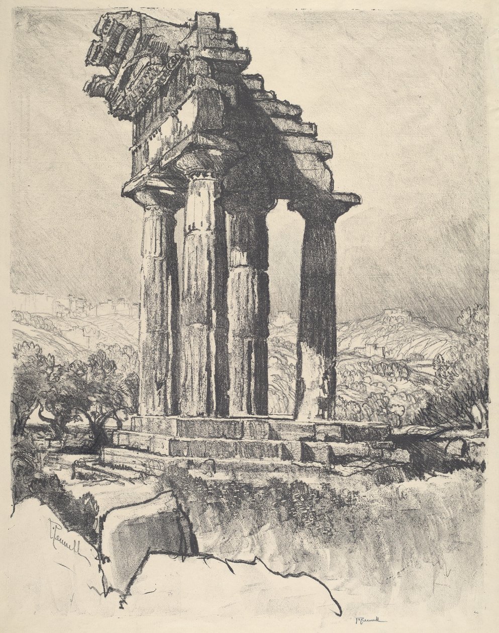 As colunas de Castor e Pollux, Girgenti de Joseph Pennell