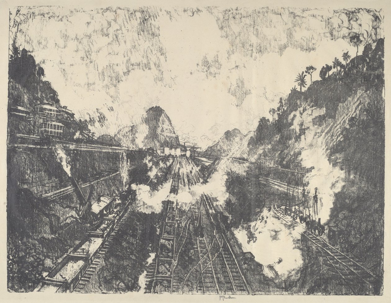 O corte, olhando para Ancon Hill de Joseph Pennell
