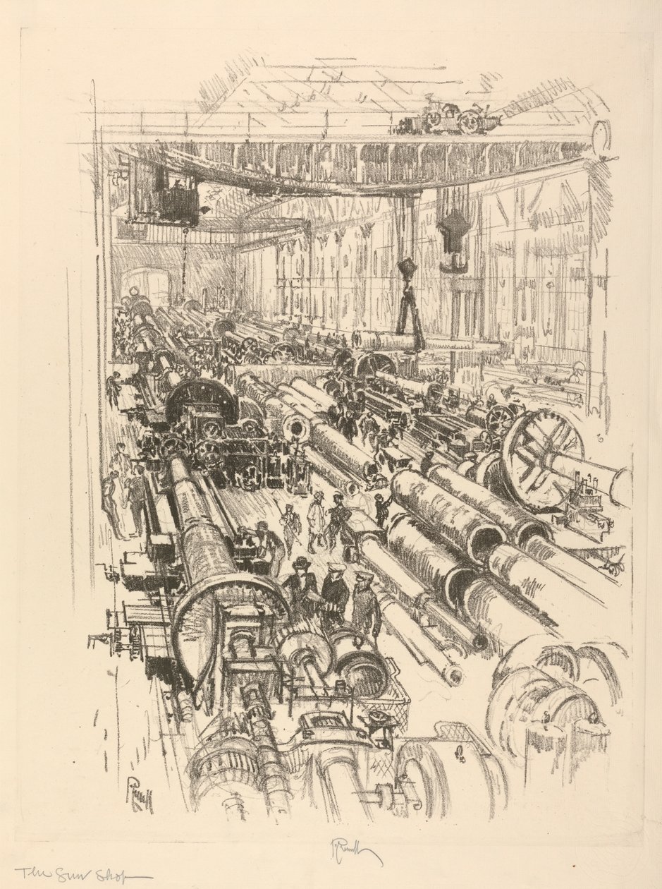 A Série de Guerra Inglesa: W. 441. The Gun Shop de Joseph Pennell