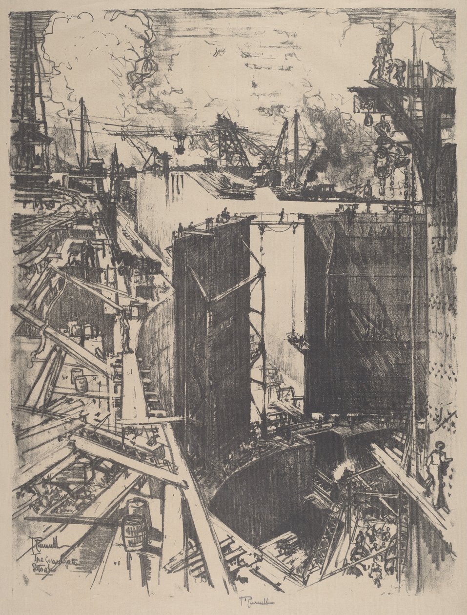 The Guard Gate, Gatun Lock, 1912. de Joseph Pennell