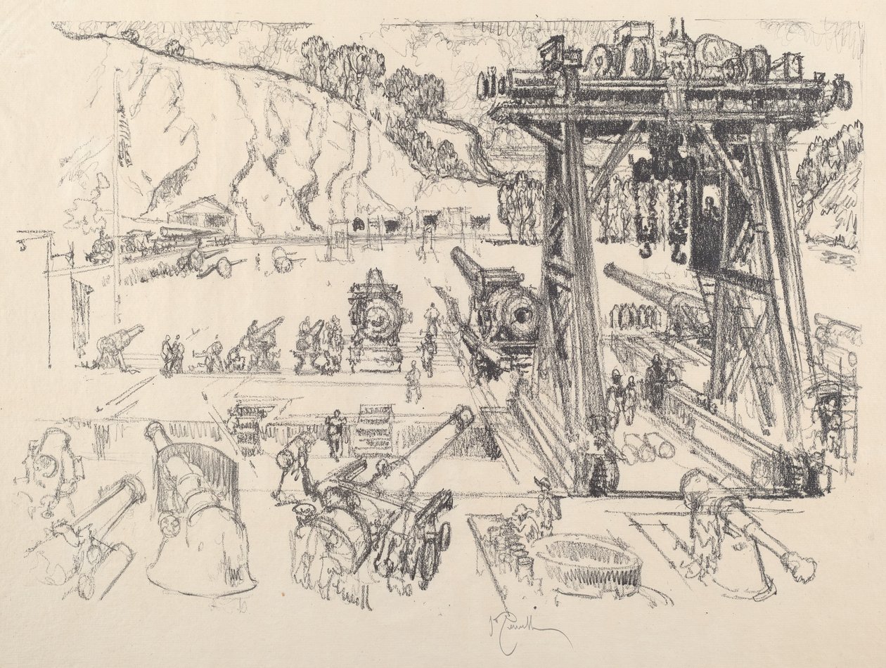 The Gun-Testing Ground, 1917. de Joseph Pennell