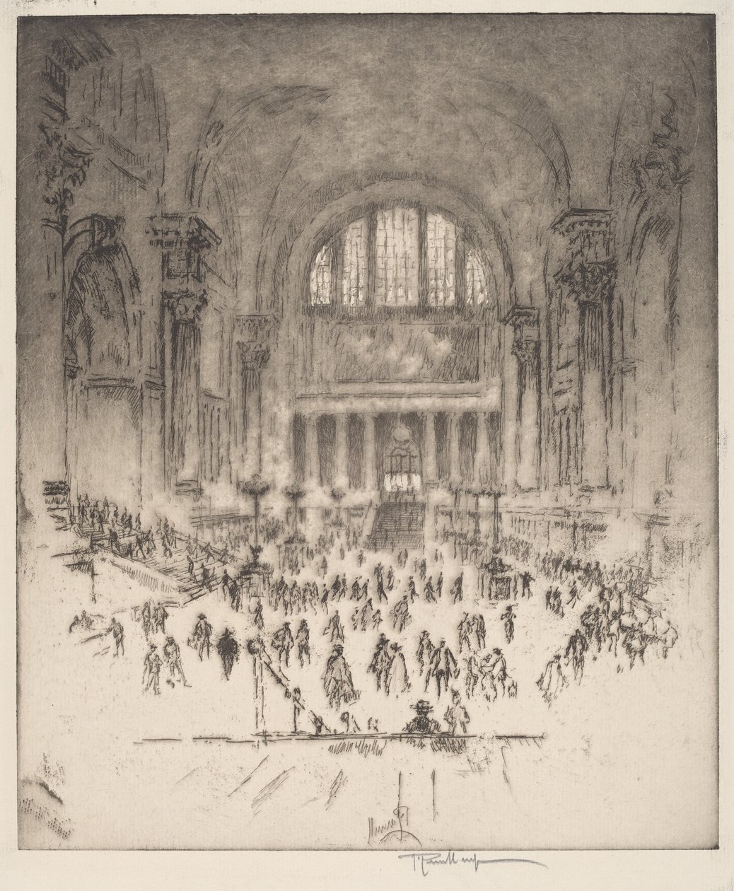 The Marble Hall, Estação Pensilvânia, Nova York de Joseph Pennell