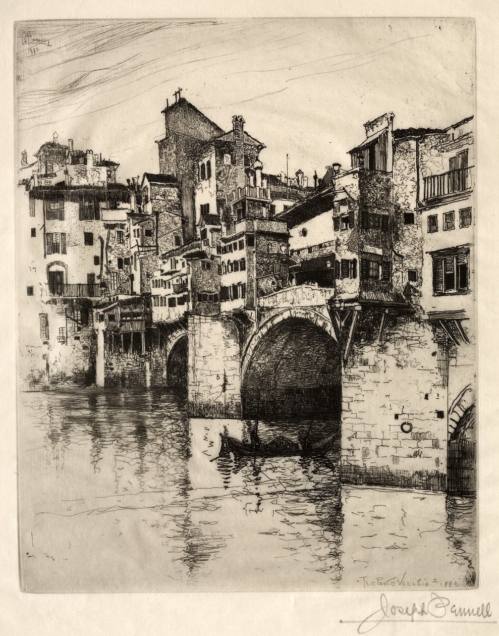 A Ponte Vecchio, 1883. de Joseph Pennell