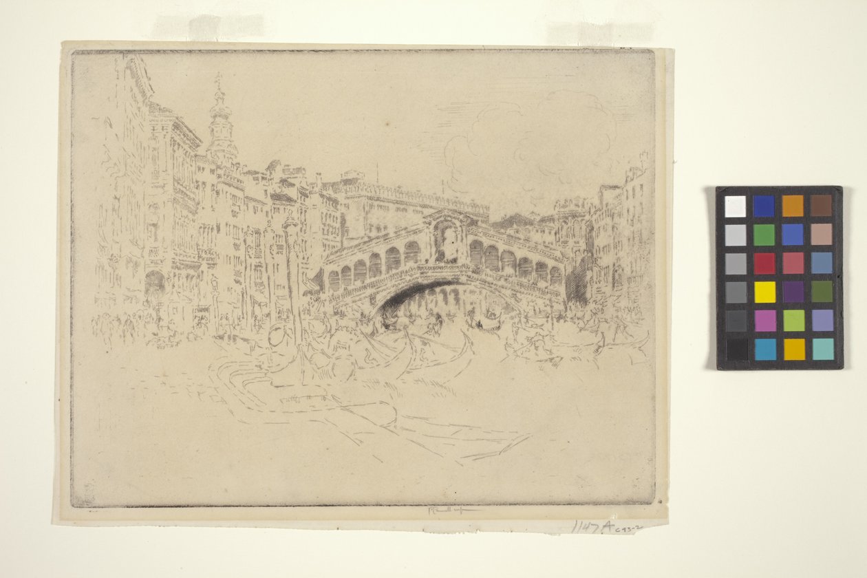 O Rialto, Veneza (gravura e ponto seco) de Joseph Pennell