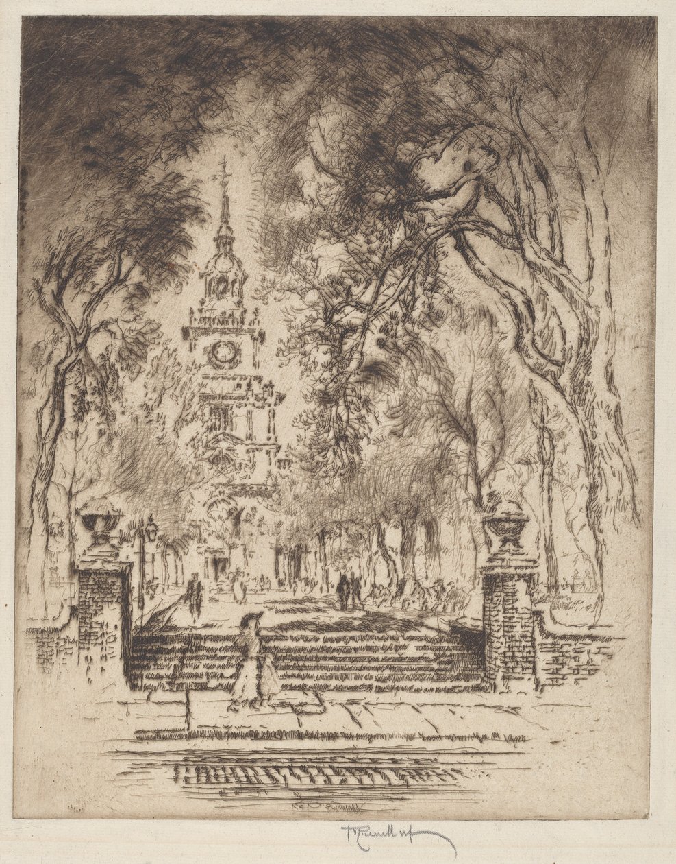 The Square, Praça da Independência, Filadélfia de Joseph Pennell