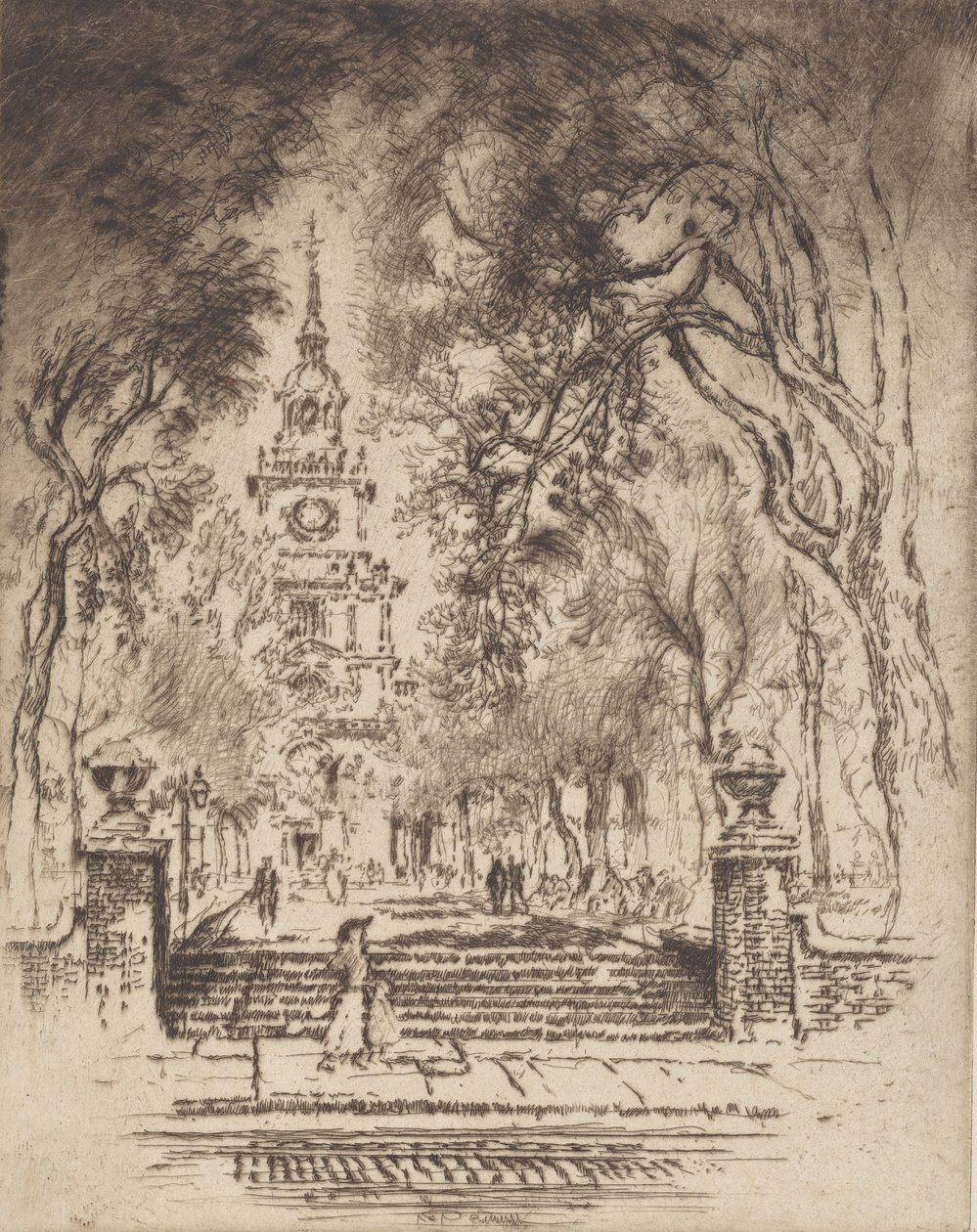 The Square, Independence Square, Filadélfia, 1920. de Joseph Pennell