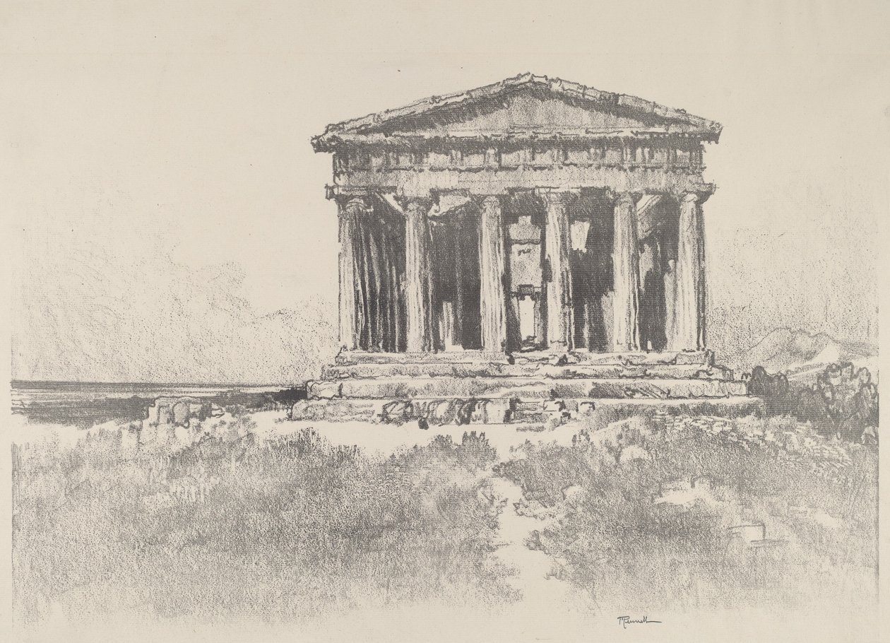 O Templo do Mar, Templo da Concórdia, Girgenti de Joseph Pennell