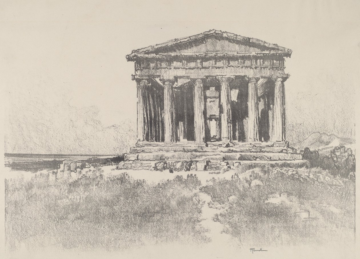 O templo junto ao mar, Templo da Concórdia, Girgenti de Joseph Pennell