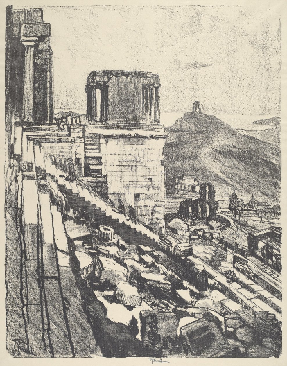 O Templo de Nike, Atenas, 1913. de Joseph Pennell