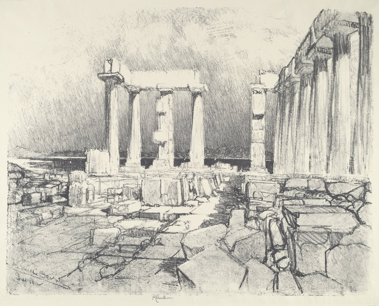 O Mar Vinho-Escuro, Sunium, 1913. de Joseph Pennell