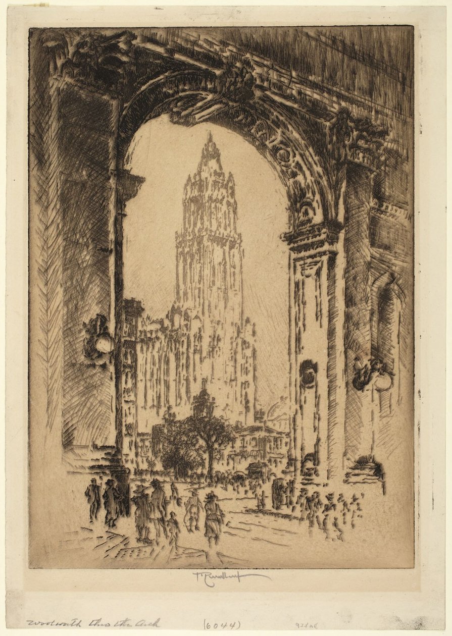 O Woolworth Building através do arco de Joseph Pennell