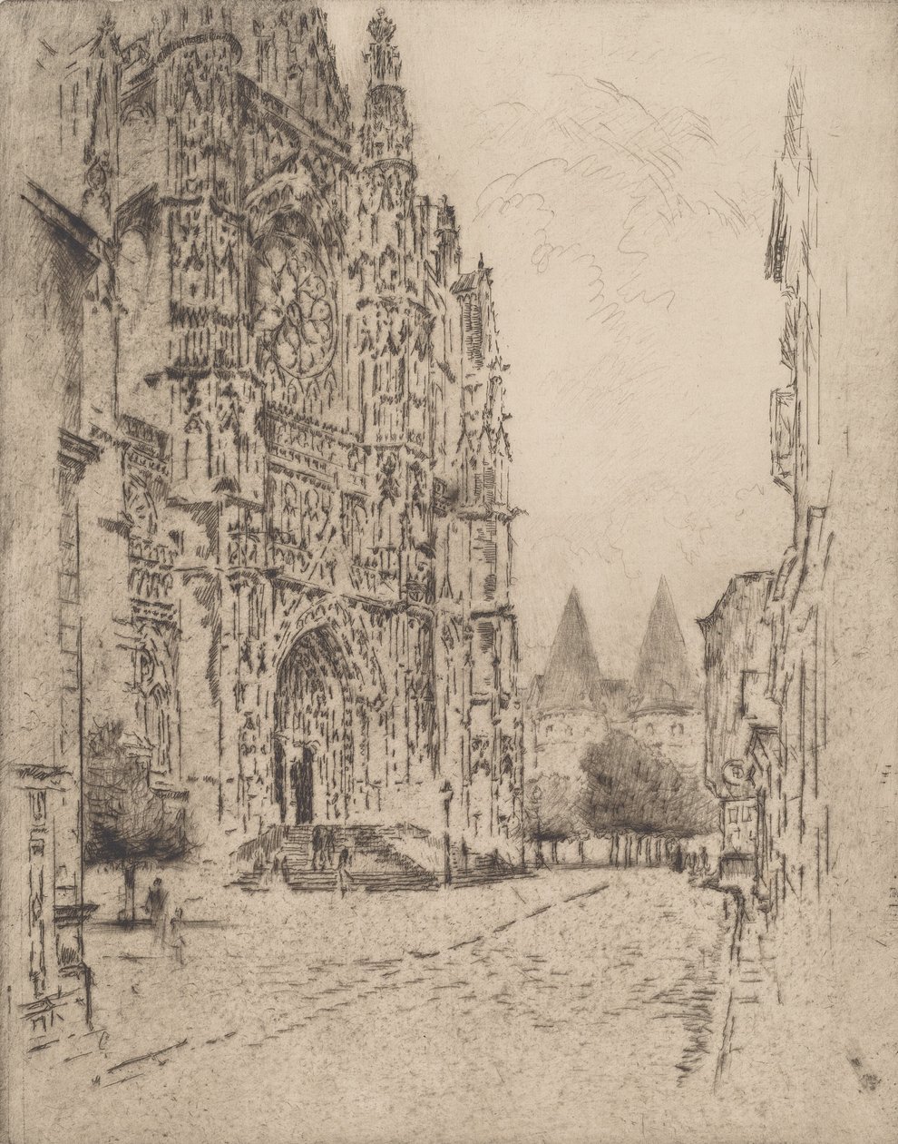 Torres do Paço Episcopal, Beauvais, 1907. de Joseph Pennell