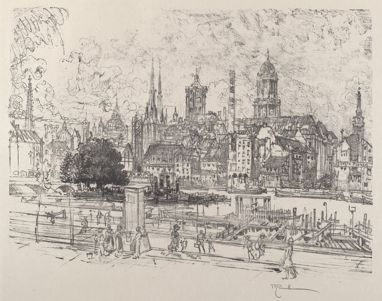 Vista no Spree, Berlim de Joseph Pennell