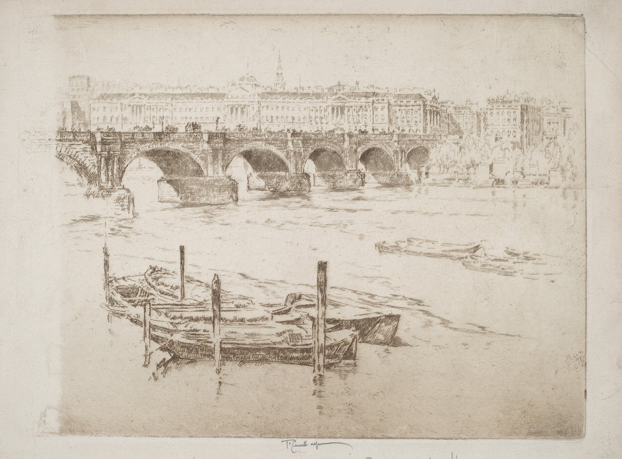 A ponte de Waterloo e Somerset House de Joseph Pennell