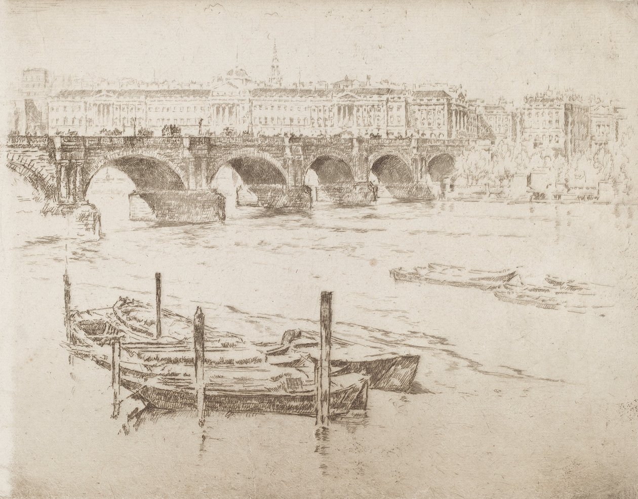 Waterloo Bridge e Somerset House, 1905. de Joseph Pennell