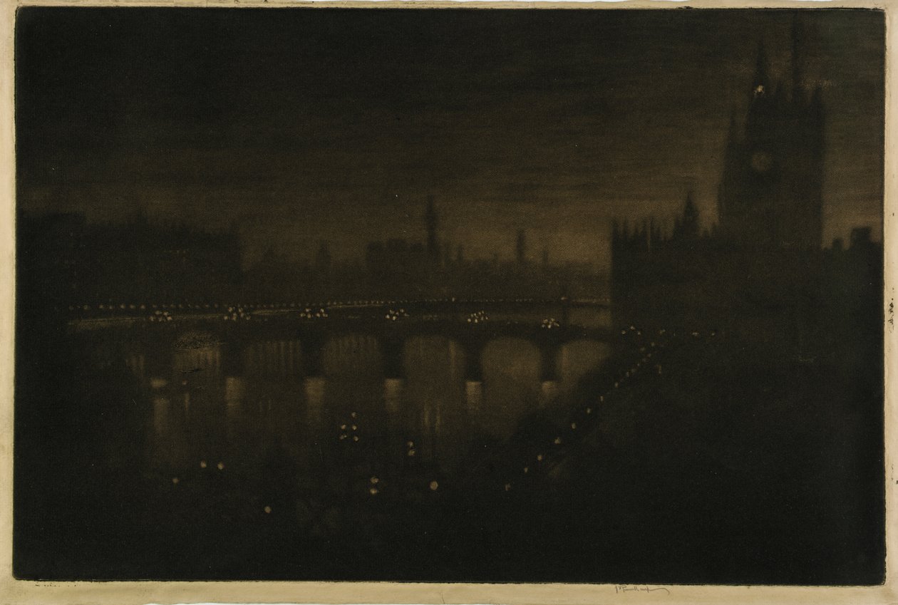 Westminster à noite - da janela do meu estúdio de Joseph Pennell