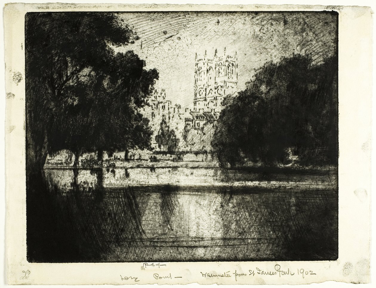Torres de Westminster, a partir do Parque Saint James de Joseph Pennell