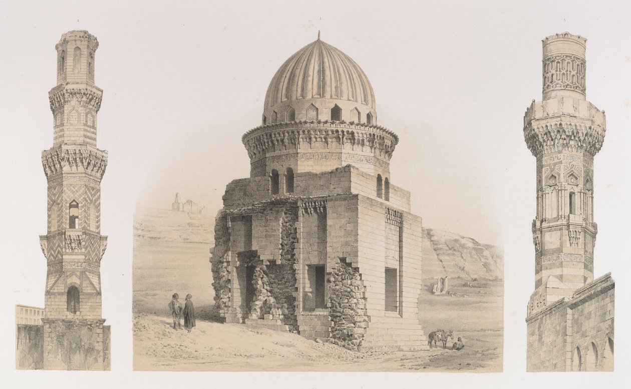 87. Túmulos e Minaretes, Kairo, 1843. de Joseph Philibert Girault De Prangey