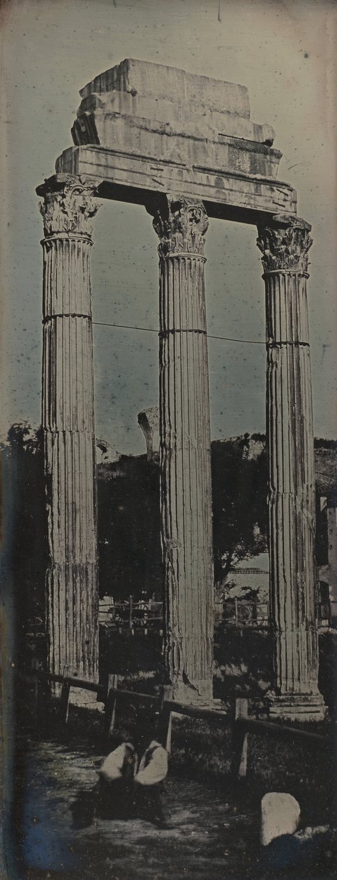 Fachada Noroeste, Templo de Castor e Pollux, Roma, 1842. de Joseph Philibert Girault De Prangey