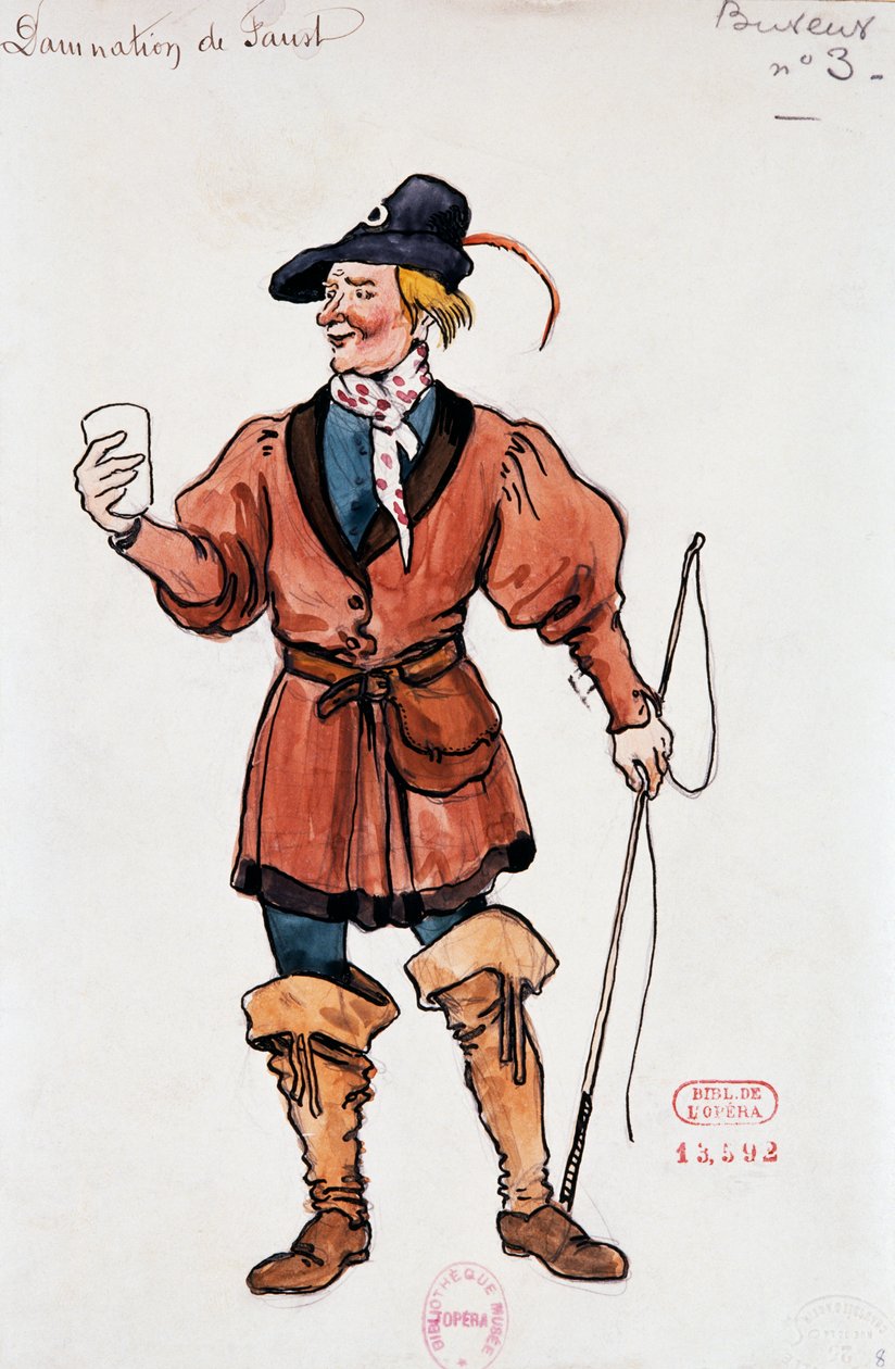Traje para os clientes da taberna em Damnation of Faust de Hector Berlioz, esboço de Joseph Porphyre Pinchon (1871-1953) de Joseph Porphyre Pinchon