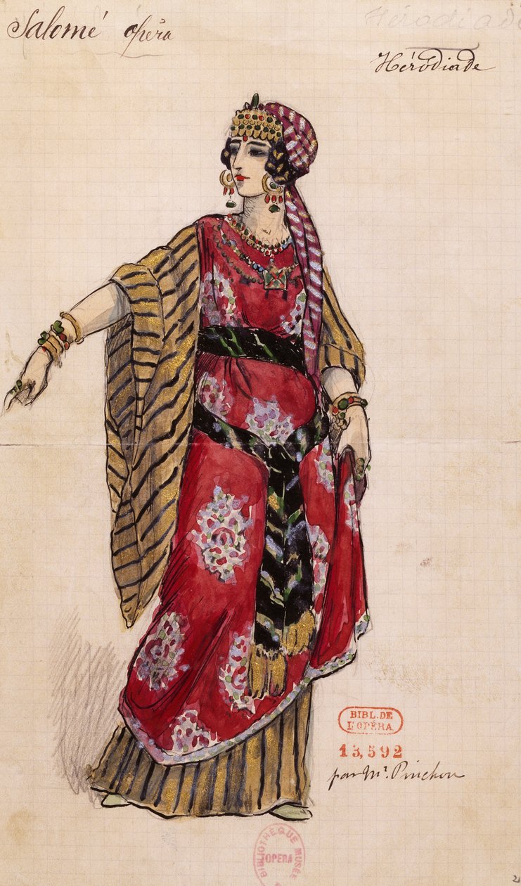 Herodíades para Salomé, de Richard Strauss (1864-1949), interpretada na Ópera Garnier, em Paris, a 3 de maio de Joseph Porphyre Pinchon