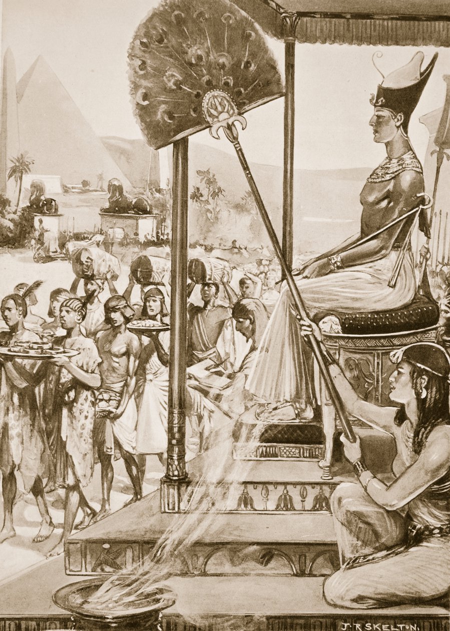 Bringing Tribute to Ramsés II (19ª Dinastia), ilustração de "Hutchinsons History of the Nations", c.1910 (litho) de Joseph Ratcliffe Skelton